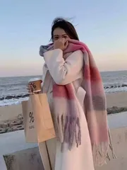 アクセサリー レディース スカーフ 1枚 小さいチェック柄スカーフ、柔らかく暖かい秋冬用ドレス用