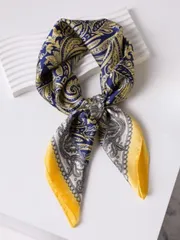 アクセサリー レディース スカーフ 1個 68cm 偽シルク プリント スクエアスカーフ、女性ファッション マルチファンクション ヘアバンド、ネッカチーフ、ラップアクセサリー