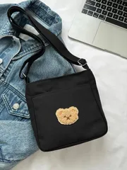 バッグ レディース ショルダーバッグ 1個 レディース ブラック&ホワイトキャンバス カジュアル クロスボディバッグ、かわいいミニハンドバッグ コインケース 携帯ホルダー、学生&旅行用