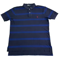 Polo by Ralph Lauren ポロ ラルフローレン ボーダーポロシャツ ブルー(メンズ L)中古 古着 X8845