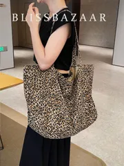 バッグ レディース トートバッグ レオパード柄 ショルダートートバッグ レディース、大容量 ビーチバッグ カジュアル ショッピングバッグ、夏の必需品、バケーション&ホリデーに最適、スクールバッグ、大容量、持ち運びに