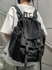 バッグ メンズ バックパック リリースバックルデコレーション カジュアル スクールバッグ スクールバックパック ラップトップバッグ ブックバッグ ラックサック ショルダーバッグ トラベルバッグ スポーツバッグ カレ