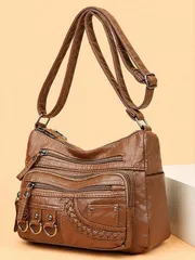 バッグ レディース ショルダーバッグ 女性用 防水PU ライベット アイアンリング アクセサリー入りストラップ付き レトロ ギフトバッグ ママのクロスボディバッグ