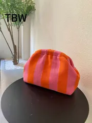 バッグ レディース クラッチバッグ レディース ニットトートバッグ、カラーブロック ストライプデザイン、大容量、クラシックレトロヴィンテージスタイル、バケーションや旅行に適しています