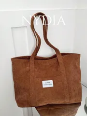 バッグ レディース トートバッグ コーデュロイ大容量無地シンプルトートバッグ、秋のコーディネートにぴったり合う女性用秋服