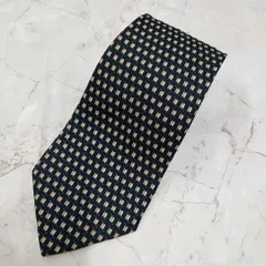 フェアファクス　ネクタイ　紺　青色　小紋柄　絹　シルク【n903】
