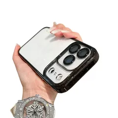 【新品】 キラキラ iPhone17ProMax 対応 ケース ラメ入り デコ 透明 クリア カバー ストラップホール付き きらきら 可愛い カメラ保護 アイフォン17 Pro Max 用 透明ケース レディース 女性,ブラック
