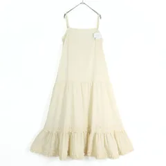 【美品】ピンクハウス★ふんわり裾が可愛い♪ ロング丈キャミワンピース ミニサテンリボン クリーム色系 z19577