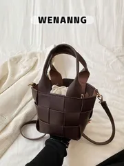 バッグ レディース ハンドルバッグ スモールバケットバッグチェック柄ダブルハンドルデイリー用