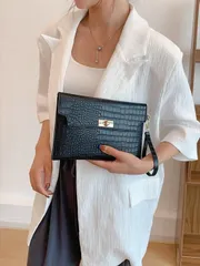 バッグ レディース ハンドバッグ ワニ柄 トートバッグ レディース 手首に巻くストラップ付き 通勤/オフィス/ビジネスに最適