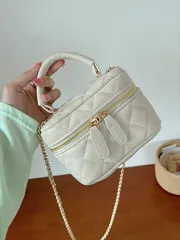 バッグ レディース ハンドルバッグ ミニ キルティングパターン チェーン バケットバッグ キルティング