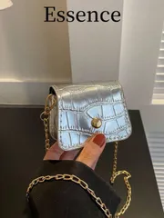 バッグ レディース ショルダーバッグ クロコダイル型押しパターンのウィメンズミニフラップクロスボディバッグ