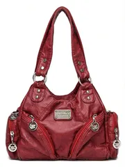 バッグ レディース ショルダーバッグ ファッショナブルでシンプルなデザイン マルチポケット リベット ストリートスタイル ヴィンテージ エレガント クロスボディ ショルダーバッグ、ショッピングや休暇に最適、女性向け