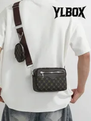 バッグ メンズ ショルダーパック バレンタインデー用 2個セット 刺繍ストラップ付き メンズミニキーチェーンポーチ