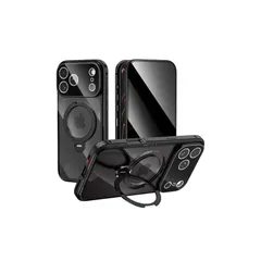 【新品】 360度回転 覗き見防止 iPhone 17 Pro Max 用 ケース フルーカバー リングスタンド 全面保護 Magsafe対応 縦置き横置き両方対応 アイフォン17ProMax 全面カバー 両面ケース 9H強化ガラス ワイヤレス充電 一体型 0