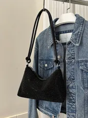 バッグ レディース ショルダーバッグ 軽量、ビジネスカジュアルブラックホーボーバッグ、ジッパー付きスタッズ付き装飾、十代の女の子、女性大学生、新人、ホワイトカラー労働者に最適オフィス、大学、仕事、ビジネス、通勤、ア