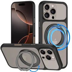 【新品】 iPhone 16 Pro Max 用 ケース リング 【秒で変わる新型iPhone 17 大ウィンドウ】 耐衝撃 マグネット搭載 Magsafe 対応 アイフォン 16pro max カバー ワイヤレス充電対応 隠しスタンド 横/縦置き スマホ 0