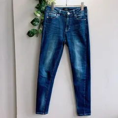 美品⭐️ アンビー ENVYM デニム ジーンズ M ストレート スキニー パンツ ストレッチ デカボタン ジップフライ インディゴ ウォッシュド 加工 ヴィンテージ風  y2k ストレッチ 伸縮性 インディゴ ロング カジュアル 普段使い タイトのサムネイル