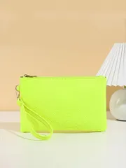 バッグ レディース ハンドバッグ 1個 レディース ネオンイエロー ヘビ柄 クラッチ財布 スマホ&小銭入れ用