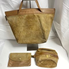 264○ lapu-lapu 扇形デザイン イエロー レザー ハンドバッグ - メルカリ