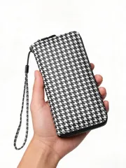 バッグ メンズ ハンドバッグ ' 女性用長財布、大容量マルチスロット ミニマリストスタイル クレジットカード財布、名刺入れ、レディースクラッチ、千鳥格子柄 スマホ財布 小銭入れ付き、女性へのクリスマスギフト