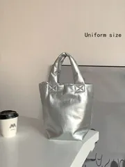 バッグ レディース ハンドルバッグ 大容量トートバッグ ソリッドカラー シルバーハンドバッグ パーティー/ウェディング/誕生日/卒業式に最適