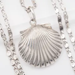 S624 ヴィンテージ 835 ホールマーク刻印 ペンダント ネックレス 貝殻 シェル デザイン シルバー
