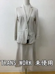 TRANS WORK トランスワーク タグ付き未使用 定価48000円 ベージュかのこ生地スーツ 麻入り サイズ上下とも40のサムネイル