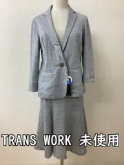 トランスワーク TRANS WORK タグ付き未使用 定価48000円 グレーミックス かのこ風生地 サマースーツ サイズジャケット40 スカート38のサムネイル