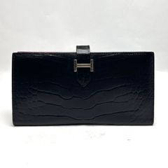 エルメス ベアンコンパクト クロコ アリゲーター 二つ折り財布 