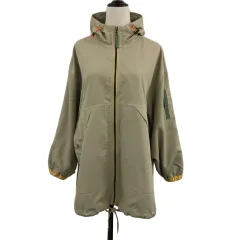 ジャンティー GENTIL ジャケット ブルゾン スタンドカラー ジップアップ フード 無地 長袖 M ベージュ 緑 グリーン