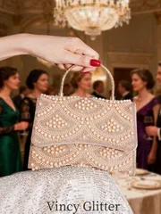 バッグ レディース ドレスバッグ 高級パールハンドバッグ、エレガントなパーティークラッチバッグ、ヨーロッパ風手作り ファッショナブルで多用途なレディースバッグ