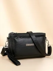 バッグ レディース ショルダーバッグ 単色 多機能ショルダーバッグ 女性用 防水クロスボディ財布 ビジネス カジュアル収納バッグ、通学や通勤用のメッセンジャーバッグ、黒のブリーフケース、日常使用用のトラベルサッチェ