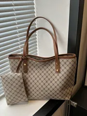 バッグ レディース トートバッグ ミニマリスト レトロ 大容量ハンドバッグ、ジッパー開閉、軽量 柔らかい ショルダーバッグ、女性のカジュアルデイリーユースに適しています