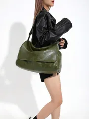 バッグ レディース トートバッグ 1個 ビンテージレザークロスボディバッグ、大容量ショルダーバッグ、無地ハンドバッグ(素材のにおいを取り除くため、1〜3日間通気の良い場所に置いてください)