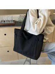 バッグ レディース トートバッグ ヴィンテージキャンバストートバッグ、複数のポケット付き、大容量折りたたみ可能なショルダーハンドバッグ、文書、ショッピング、学校や仕事に最適