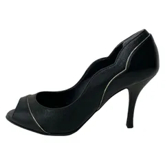 DIANA(ダイアナ) パンプス 23 1/2 レディース美品  - 黒×シルバー オープントゥ レザー