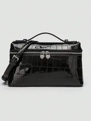 バッグ レディース ショルダーバッグ 1個 クロコダイル柄 PUレザー スクエア ショルダーバッグ レディース、デイリーファッションに適しています