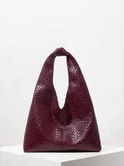 バッグ レディース トートバッグ レディース用ビンテージ フェイクレザー 編み込みパターントートバッグ、大容量ショルダートートバッグ、レディース仕事バッグ、秋冬用レディースバッグ、ボルドーバッグ、彼女への贈り物、ク