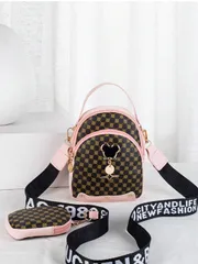 バッグ レディース ショルダーバッグ ファッショナブルな プリント クロスボディバッグ コインジッパーポケット付き2点セット、マウスパッド調デコレーション ショルダーバッグ、スマホ財布、ハンドバッグ