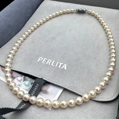 美品 MIKIMOTO ミキモト PERLITA ペルリータ 約5.9-7.0mm珠 アコヤ真珠 あこや テリ◎ ネックレス ラウンド SV925金具 純正ケース付属のサムネイル