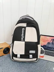 バッグ メンズ バックパック 1個 大容量 バックパック 学校用 ラップトップ収納 ファッション パーソナライズ 多目的 カラーコントラスト&カット&縫製&文字プリント 防水 プレミアムナイロン 調整可能ストラップ