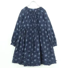 【美品】ピンクハウス★幻想的な小花リースが美しい！ 長袖チュニック・ミニワンピース 紺系 z19563