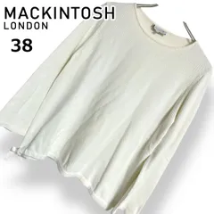 【美品】MACKINTOSH LONDON マッキントッシュロンドン ニット プルオーバー アイボリー オフホワイト 綿 ナイロン 長袖 サイドリボン クルーネック レディース きれいめ 上品 大人 シンプル 春秋 定番 三陽商会 M【38】のサムネイル