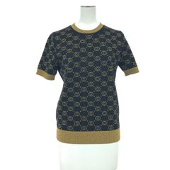 GUCCI GGロゴニット・セーター ネイビー・ゴールド - メルカリ