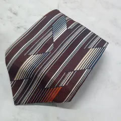 ヴィンテージ　ネクタイ　茶色　幾何学模様　ポリエステル　【n1036】