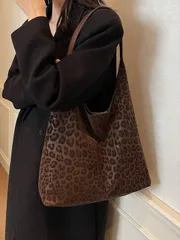 バッグ レディース ショルダーバッグ 2個 レオパード柄 ショルダートートバッグ 大容量 ファッション仕事バッグ 秋冬新作 トレンディなレオパード柄 レディース財布 レオパード柄復活