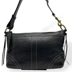 極美品　COACH コーチ　ショルダーバッグ　シボ革　ブラック　レザー　本革