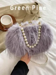 バッグ レディース ショルダーバッグ ファッショナブルなカーキ色フラップチェーンファジーハンドバッグ、日常通勤に使える多機能な女性用ショルダーバッグとスマホポーチ