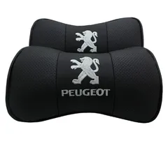 新品 プジョー ロゴ刺繍 レザー ネックパッド 2個セット 高級ヘッドレスト 首枕 ブラック